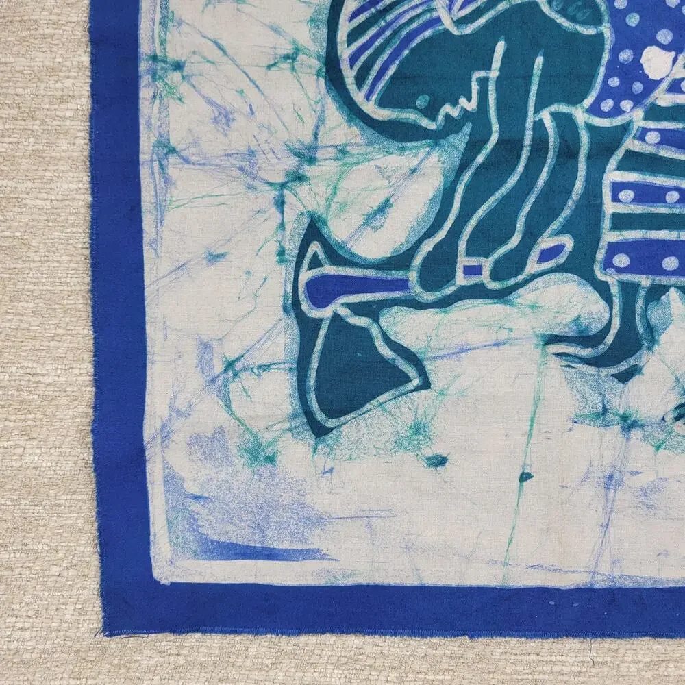 VTG Asshola Batik African Woman Farming Tapestry Mali Hand Dyed Fabric Signed